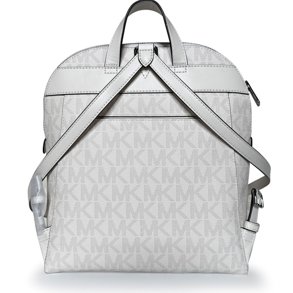 Michael Kors Rhea Zip Medium Slim Backpack - Signature Optic White - Picture 2 of 5